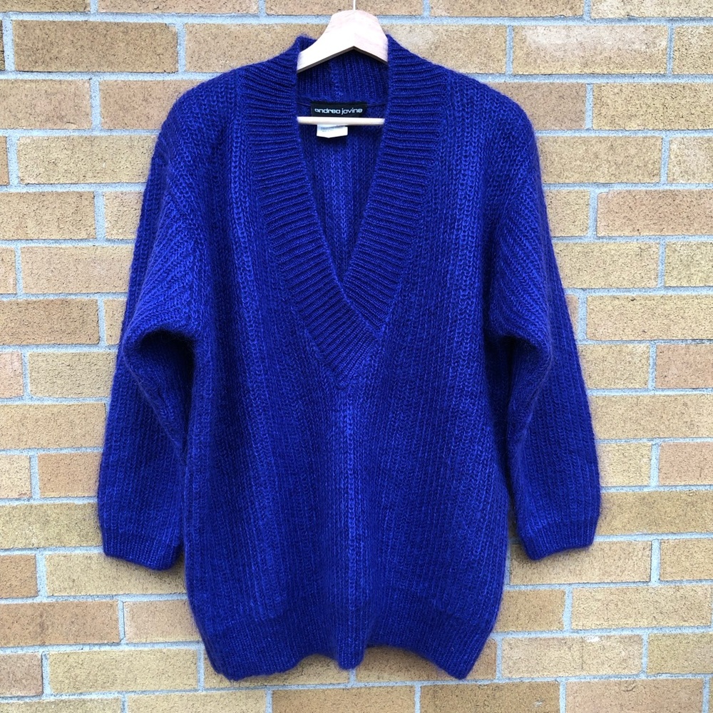 Andrea Jovine mohair wool blend Sweater knit pullover 80’s 90’s deep purple -L-